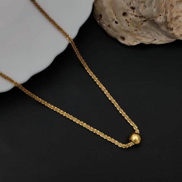 Anti Tarnish Classic Single Golden Beads Chain Necklace