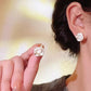White Black Camellia Stud Earrings
