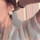 White Shell Camellia Flower Stud Earrings