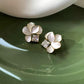 White Shell Camellia Flower Stud Earrings