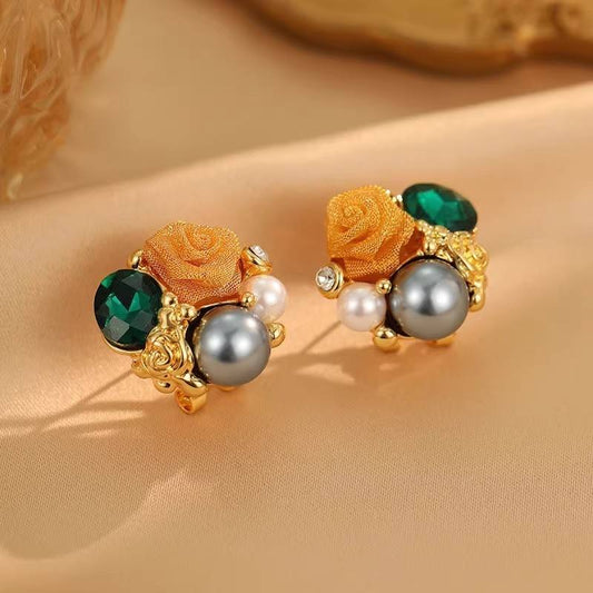 Retro French Romantic and Elegant Rose Stud Earrings