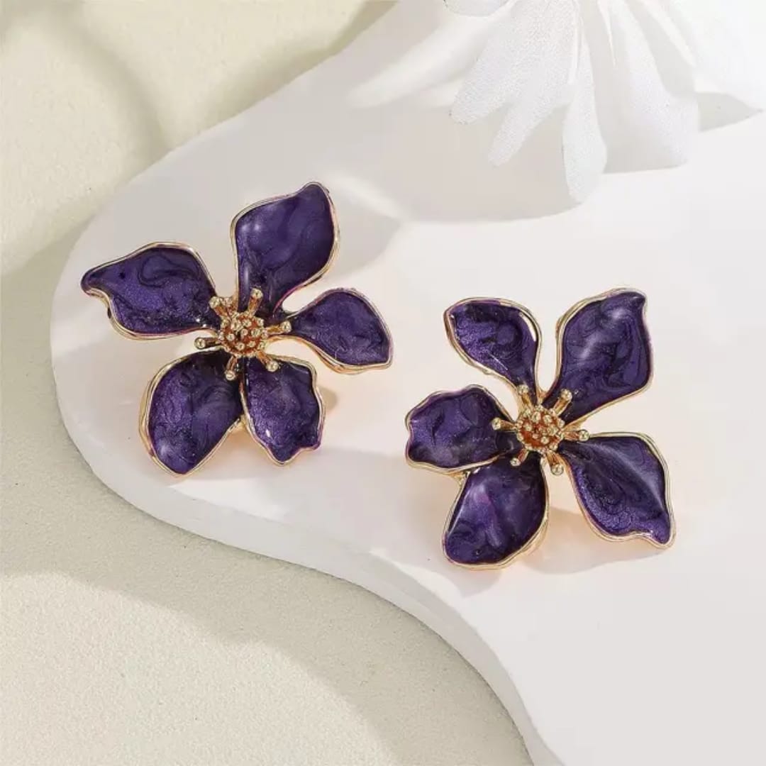 Enamelled Flora Stud Earrings