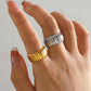 Anti-Tarnish Textured Curve Line Ring