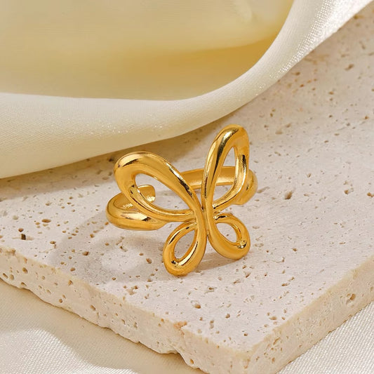 Anti-Tarnish Hollow Butterfly Ring
