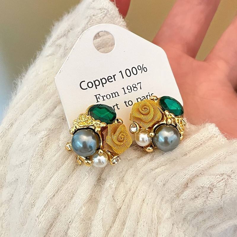 Retro French Romantic and Elegant Rose Stud Earrings