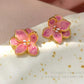Enemal Art Pink Flower Style Stud Earrings