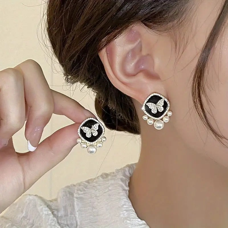 Pearly Butterfly Stud Earrings