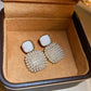 Geometric Pearl Square Drop Earrings