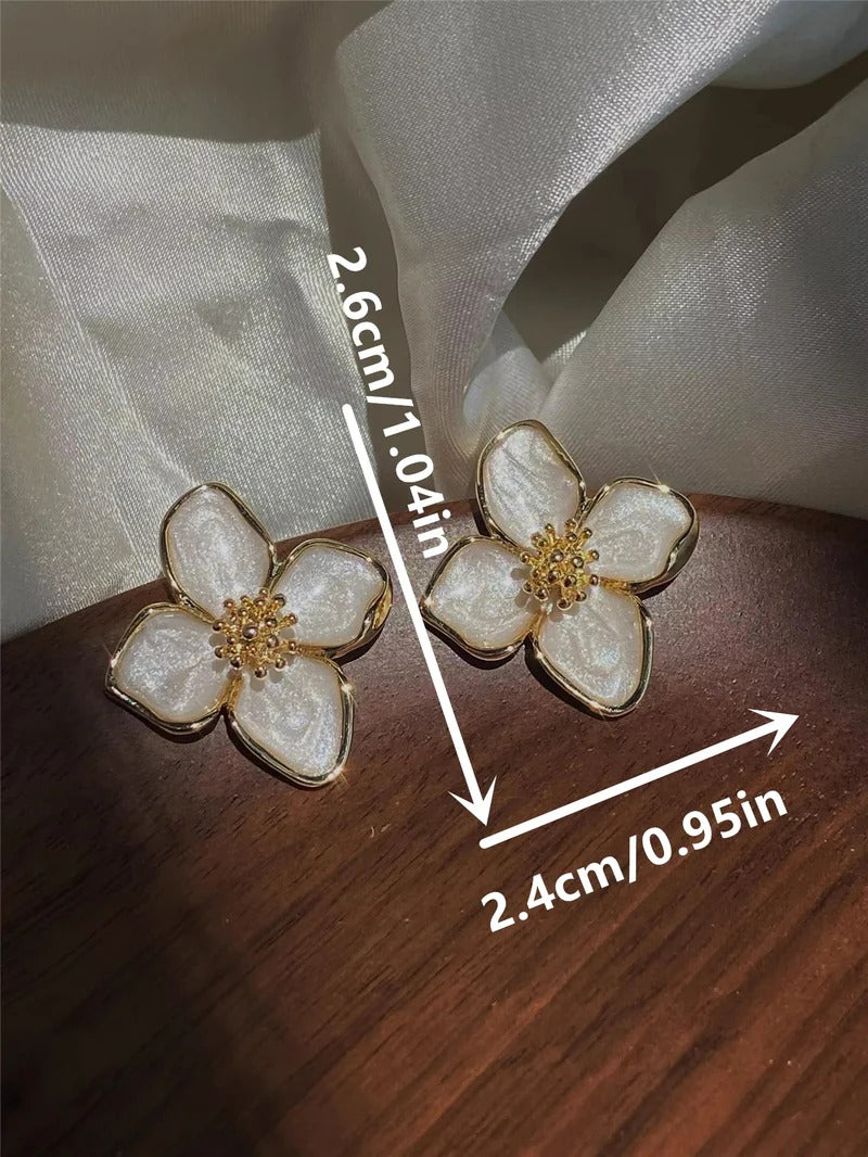 Enamel Delicate Flower Earrings