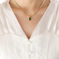 Anti Tarnish Green Stone Snake Bone Chain Charm Necklace