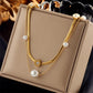Roman Round Zircon With Pearl Chain Necklace