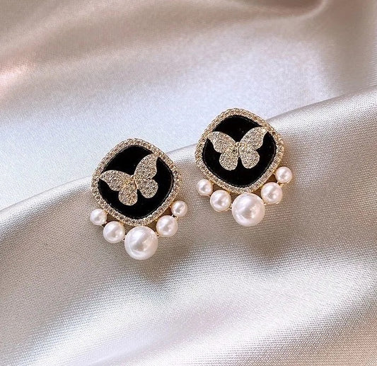 Pearly Butterfly Stud Earrings